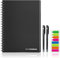 HOMESTEC Reusable Smart Notebook, A4 Size Lined and Dot-Grid Pages Note Book, 6 Styles Page, Rewritable Notepad for Adult, Student,Black