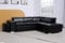 Multi-functional L Shape Bonded Leather Couch-Cheap Left & Right Corner Sofa Bed With Storage And Stools & Ottoman (Black, Left Hand Side)