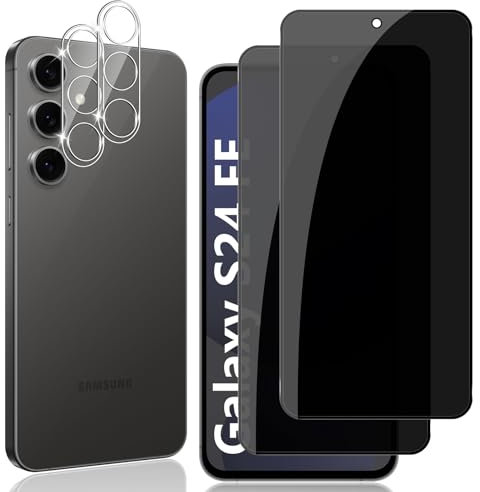Locofun Sichtschutz für Samsung Galaxy S24 FE 5G für Panzerglas, 2 Stück Anti Spy Panzer Schutz Glas und 2 Stück Kameraschutz, 9H Härte Sichtschutzfolie, Anti-Kratzer Privacy Displayschutz Folie