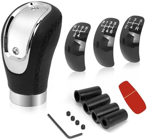 FSWWSF Auto Schaltknauf 5 Gang Schaltknäufe Schalthebel Auto 5/6 Gang Schaltknauf Universal Schaltknäufe Manueller Schaltknauf Adapter für Manueller Auto mit 5/6 Gang Schaltgetriebe (Schwarz)