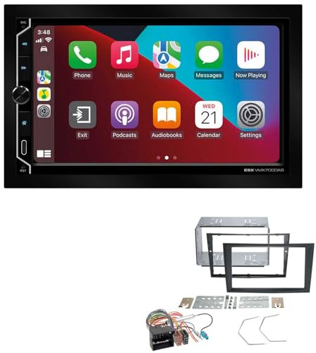 ESX VMX700DAB 2-DIN Autoradio kompatibel mit Wireless Apple CarPlay Android Auto Bluetooth DAB+ passend für Opel Astra H 2004-2010 ohne Canbus