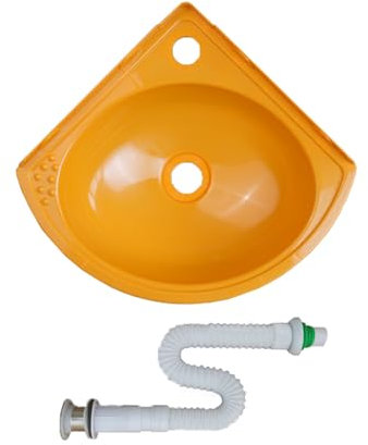 TYTFTDLD Lavabo en plastique triangle, lavabo mural suspendu, lavabo salle de bain, MINI lavabo lavabo design moderne, plusieurs couleurs disponibles,Avec trou pour robinet[Jaune]