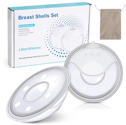 Lilian&Gema Breast Milk Collector, 2 x 30ml Milk Collection Shells, Milk Let Down Catcher, Soft Silicone, Massage Design, Leak Protection, Save Breastmilk, Reusable, BPA-Free