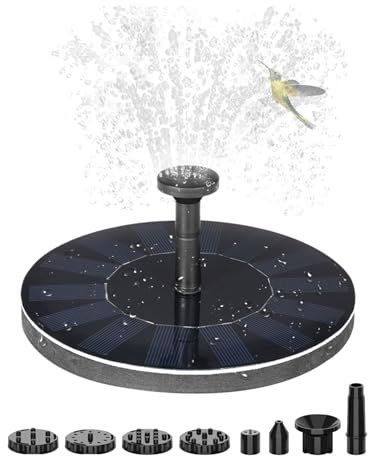Fuente Solar Jardin Exterior,Bomba de Agua Solar,Fuente Solar para Estanque,Fuente Flotante Solar para Exteriores,Bomba de Estanque Solar con 6 Boquillas para Jardines,Baños de Pájaros,Estanques,1.7W