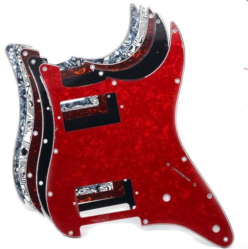 Kratzfeste Platte, 3-lagig, 11 Loch HH Gitarren Pickguard für ST E-Gitarren (Red Pearl)