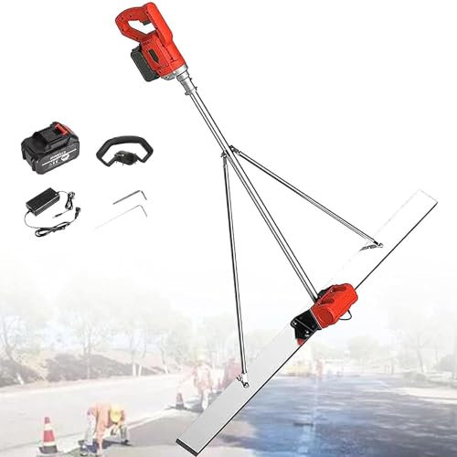 YANDDEA Kit Vibrante per Massetto in Calcestruzzo, per Massetto in Calcestruzzo, con Tavola in Acciaio Inossidabile da 150cm E Motore a Vibrazione Wireless, velocità 3000-6000 Giri/min,1*Battery