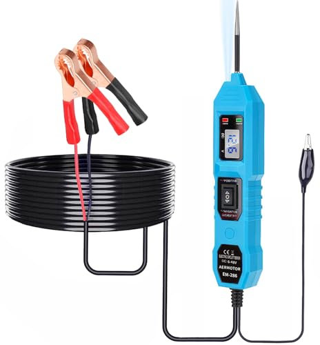 Spannungsprüfer Stift, Kfz Digital-Stromkreistester 6-48V DC Auto Circuit Tester mit Hintergrundbeleuchtung Durchgangsprüfung, Polaritätstest Leerlauftest Diodentest Erdungstest (Blau)