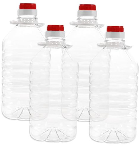 OKUMEYR 4piezas Garrafas Transparentes De Plástico Para Almacenamiento De Agua y Aceite Capacidad Con Diseño Apilable y Boca Ancha Para Uso Al Aire y Camping