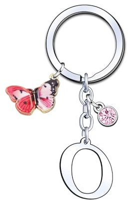 KJKJKJ lettre Initiale Porte-clés Cadeau Femme Homme,Argent A-Z 26 lettre initiale Pendentif Porte-clés de Noël Cadeau,Amie Cadeau Maman Sœurs Amie Collègue Marraine Mamie Idée Cadeau (O)