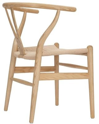 QAQCDAHJI Wishbone Chair Y-Stuhl, Massivholz-Esszimmerstuhl, Rattan-Sessel, natürliche Farbe (Esche – Massivholzfarbe)(Pack of 1)