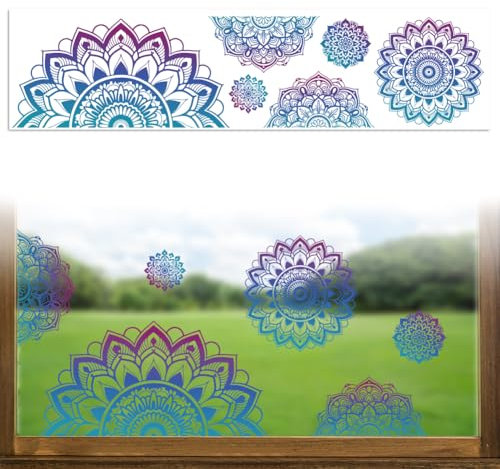 Peacoblue Fenster-Statikaufkleber beidseitig für große Glasscheiben und Autofenster, 1 Bogen Antike ägyptische Katze 120x30 cm Wasserdichter, abnehmbarer Fensteraufkleber für Zuhause, Klassenzimmer