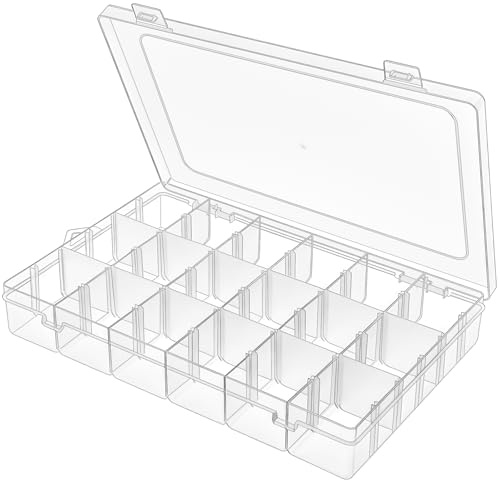 DARUITE Sortierboxen für Kleinteile, 18 Raster Aufbewahrungsbox mit Fächern | Kleinteile Organizer für Angelzubehör, Perlen, Ohrringe, Kleinteile, Eisenwaren, Schmuck, Nägel, Tabletten, Staubdicht