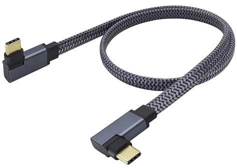 zdyCGTime Type C 3.1 USB Male Left & Right Angle 10Gbps Flat Cord USB C to USB C 60W Power Delivery Fast Charge Cord for Compatible with Monitor & iPhone 15 /iPad Pro(Right&Left/M/M-0.6M)