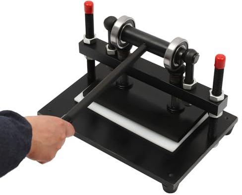 QIERF Leder Stanzmaschine 26×16cm Manuelle Lederschneidemaschine Stanzmaschine und Prägemaschine 2T Tragfähigkeit Stahlblech 18mm für Leder, Stoffe, Silikon, Gummi, Bücher, Papier