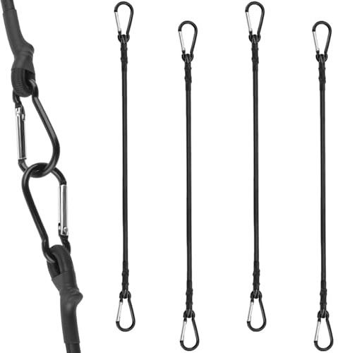 SIXHAOBU Lot de 4 tendeurs élastiques avec mousquetons, Tendeurs Velo Porte Bagage, 120 cm avec Crochets Corde de Fixation,Robuste Tendeur Elastique, pour Camping, bâches, Porte-vélos, Tente
