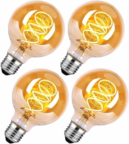 Ampoule LED E27 Vintage, Ampoule Vintage E27 Verre Filament 2700K Blanc Chaud G80 4W Équivalent 40W, Rétro pour Éclairage Rétro dans le Salon/Chambre à Coucher/Salle à Manger - Ambre,Pack de 4