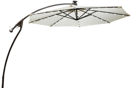 RJYYYDS Garden Parasol Beach Umbrella 9.8ft Solar LED Patio Outdoor Umbrella Hanging Cantilever Umbrella Offset Umbrella Easy Open Adustment with LED Lights Garden Umbrella Patio,E-9.8ft/3M