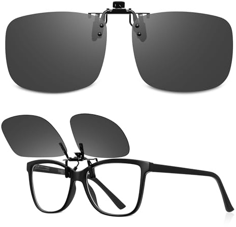 Polarisierte-Clip On Sonnenbrille-Brillenträger-UV400 Schutz-ultraleicht und anhebbar,Anti-Glare Sonnenbrillen-Aufsatz für Damen und Herren, ideal zum Autofahren, Angeln und Outdoor-Aktivitäten(58*37)