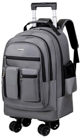 FANDARE 35L Trolley per 15.6 pollici PC portatili 2-in-1 Uomo Zaino con rotelle con manico telescopico Zainetto trasformabile 24 Ore Borsa per Insegnante Borse Lavoro Messenger Zaini ufficio Grigio