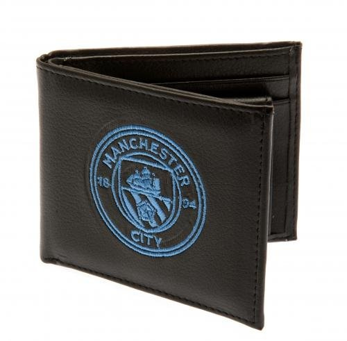 MANCHESTER CITY F.C. Bestickte Geldbörse, offizielles Lizenzprodukt, Schwarz , Zeitgenössisch