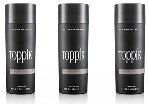 TOPPIK 3x 55 g Haarverdichter Streuhaar Haarverdichtung Schütthaar Hair Fibers Farbton Grau Gray