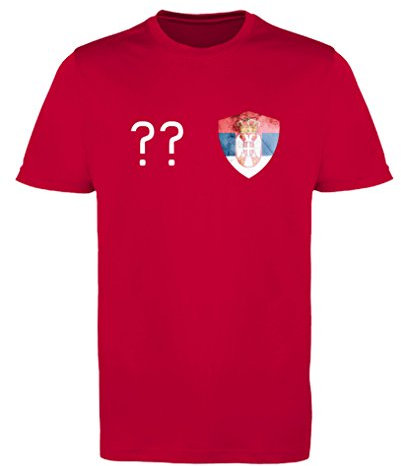 Comedy Shirts - Serbien Trikot - Wappen: Klein - Wunsch - Herren Trikot - Rot/Weiss Gr. L