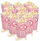 Set de 576 Cajas Palomitas, Popcorn Box, Cubo Rayas, Estilo Retro EE.UU., Cartón, 16 x 12 x 10 cm, Rojo-Blanco