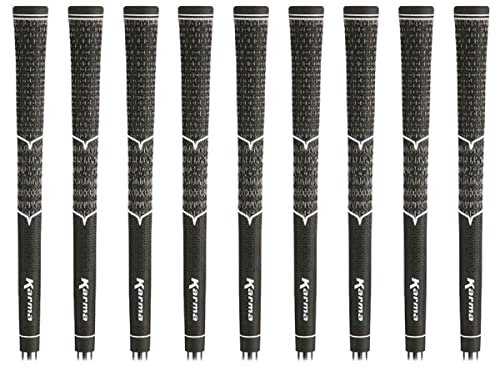 Karma V Cord Golf Grips for Men, 9 Pack, Black Standard Size Half Corded Hybrid Replacement Iron Grips for Golf Clubs
