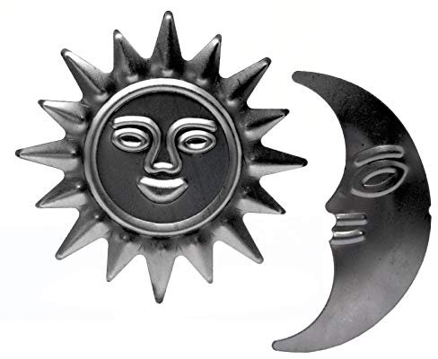 Vintage Zaun- Gartendeko Sonne & Mond im Set geprägtes Metall Garten Blumen Kerzen Deko von SO-Tools®