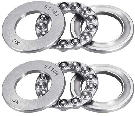 sourcing map 2 Stück 51104 Axialkugellager Druckkugellager 20 mm x 35 mm x 10 mm Chromstahl Einweg Rollrichtung