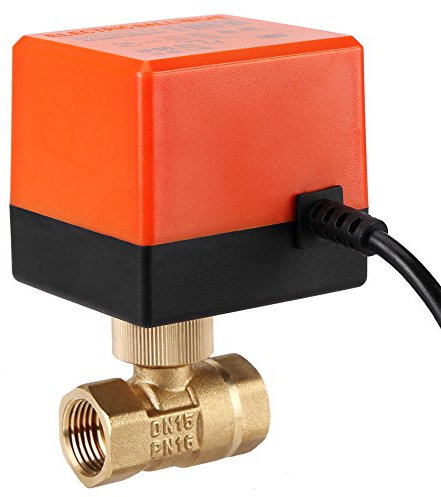 Válvula de bola eléctrica, CA 220V 2 vías 3 hilos 1.6Mpa Válvula de bola eléctrica motorizada con rosca de latón Adecuado para agua media, gas, aceite, DN15 / DN25(DN15)