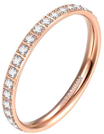 Mabohity Eternity Ringe Damen aus hochwertigem Titan für Frauen, Mädchen, 2mm Rosegold, Größe 49