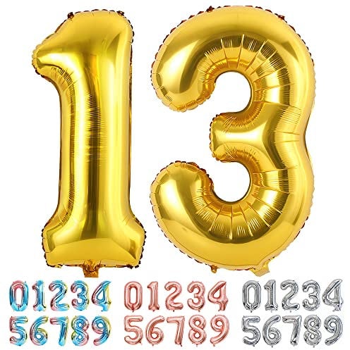 Ponmoo Luftballons Zahlen 13/31 Gold, Riesen Nummer 0 1 2 3 4 5 6 7 8 9 10-19 20-29 30-39 40 50 60 70 80 90 100, groß Folienballons für Hochzeit Jubiläum, Geburtstagsballons Party Dekoration
