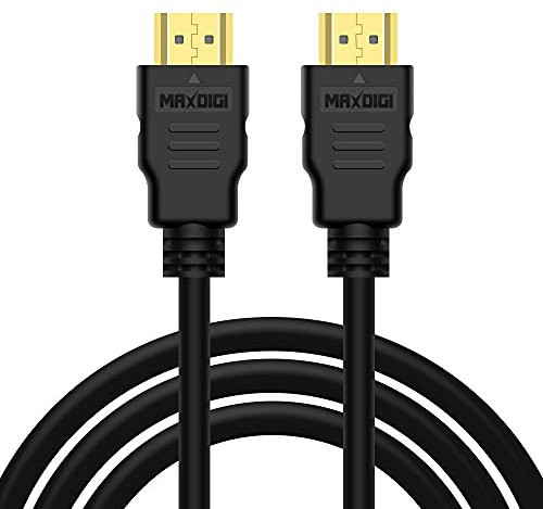 MAXDIGI HDMI to HDMI Cable 5m 24K Gold Connectors Ideal for Sky HD, HDTV, BLU-RAY, PS3, PS4, XBOX, WII U, Philips HMP2000, Apple TV, Plasma, LCD, LED TV, Virgin Box, Freeview HD Type C to Type A (5M)