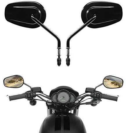 XMT-MOTOR Rétroviseur de moto 8 mm compatible avec Harley Dyna Softail Touring Sportster 1982+ (noir)