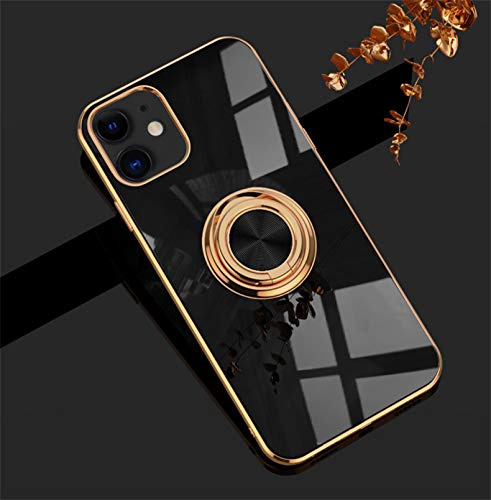 Jacyren Hülle für iPhone 12 Pro Handyhülle, iPhone 12 Pro Schutzhülle Case Ultradünnes magnetische KFZ-Halterung mit 360-Grad Finger-Halter Schale für iPhone 12 Pro (iPhone 12 Pro 6.1Zoll, schwarz)