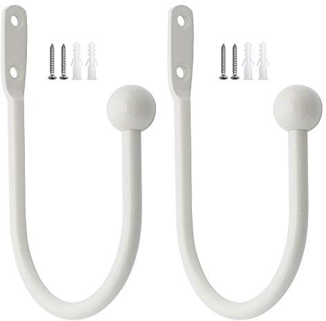 DXLing 2 Stück Raffhalter Metall Weiß Gardinenhalter Raffhalter Wandbefestigung U-Form Raffbügel für Vorhänge Vorhang Holdbacks Tieback Hooks Dekorativer Raffhalter für Gardinen Haus Dekoration
