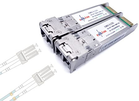 Elfcam® - 2 Stück, 10G SFP+, Glasfaserkabel Duplex LC/UPC Multimode, 10GBase-SR 850nm DDM 300M