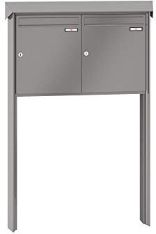 RENZ/Prisma / 2er Freistehende Briefkastenanlage Standbriefkasten/RAL-Farbe 9007 Volumen 23 L/zum Einbetonieren/Dein-Briefkasten.de