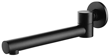 Wand Badewanneneinlauf Wanneneinlass Badewanneneinlass 180° Drehung Einlauf Faltbar Zulauf für Badewanne Wannenarmatur-Black-B.