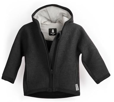 Ehrenkind® Walkjacke Anthrazit Gr. 86/92 | Jacke für Kind aus Merino Schurwolle mit Reißverschluss | Walk Jacke für Baby