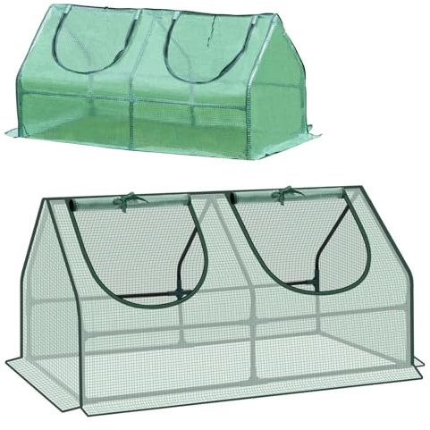 Garden Portable Mini Greenhouse Zipper Doors Garden Grow House Corrosion-resistant Weatherproof and UV protection (Greenhouse C)