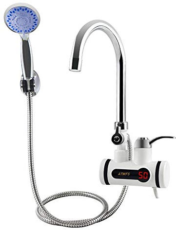 NIMUDU Electric Hot Water Tap - Tankless Heater Faucet for Kitchen and Bathroom, Instant Shower (Color: Lateral Big)