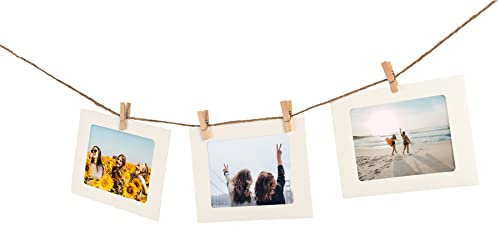 walther design Fotogirlande beige für 10 Fotos 10 x 15 cm Juteschnur 180 cm mit 10 Holzklammern, PIMP AND CREATE PG-180-H