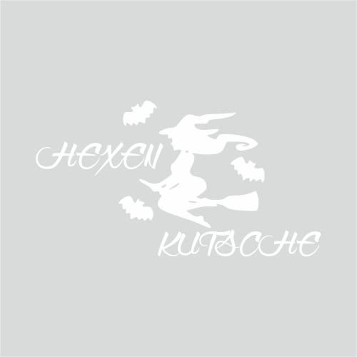 tradercat Auto Aufkleber Hexen Kutsche - 15cmx10cm - Sticker für alle Oberflächen - Fenster, Seitenspiegel, Heckscheibe, Motorhaube, Fahrzeug – mit Anleitung (Weiss Matt)