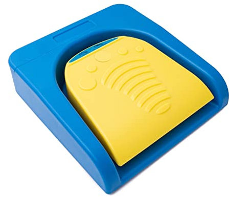 System-S Bluetooth Fußpedal kabellos mit USB 3.1 Typ C Anschluss für PC Hotkeys Blau Gelb