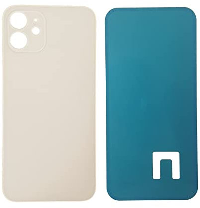 DHLK® Backcover Glas Rückseite Gehäuse kompatibel mit iPhone 12 - Back Glass Big Hole (Weiß)