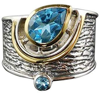 Ringgröße 6-10 Ringe für 925 Aquamarin Mode Ton Silber Zwei Damen Schmuck Ringe silberringe damen 92