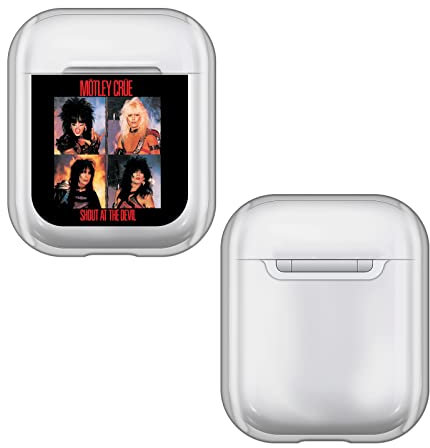 Head Case Designs Offizielle Motley Crue Shout at The Devil Alben Durchsichtig Harte Kristall Handyhülle Hülle Huelle kompatibel mit Apple AirPods 1 1st Gen / 2 2nd Gen Charging Case