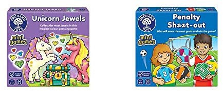 Orchard Toys Unicorn Jewels & Football Mini Games, Age 3+, 2-4 Players, Portable Card Games, Perfect for Young Fans